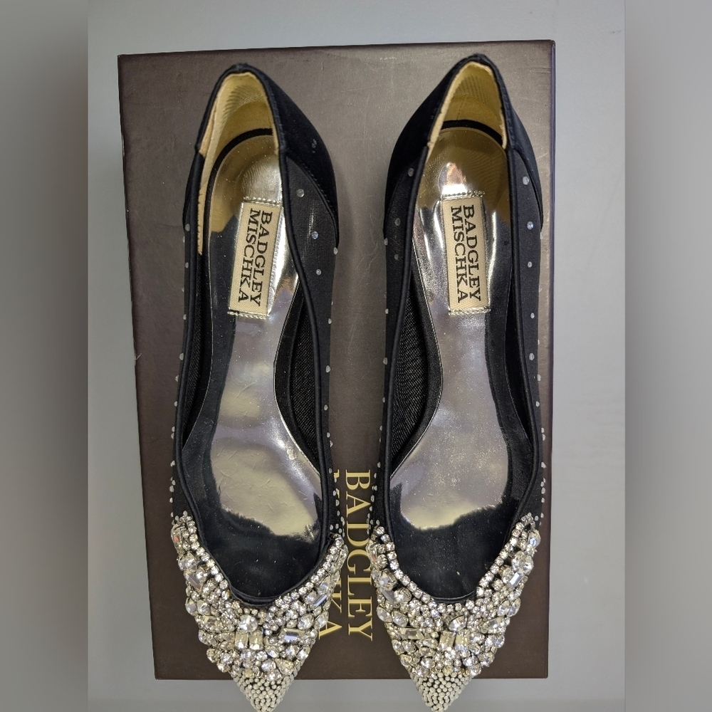 Badgley Mischa Black Quinn Embellished Pointed Toe Women's Evening Flats Size 7 - Picture 4 of 9